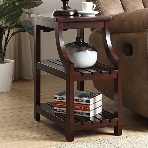 Acme Wasaki – Mesa auxiliar de madera con 2 estantes en color espresso