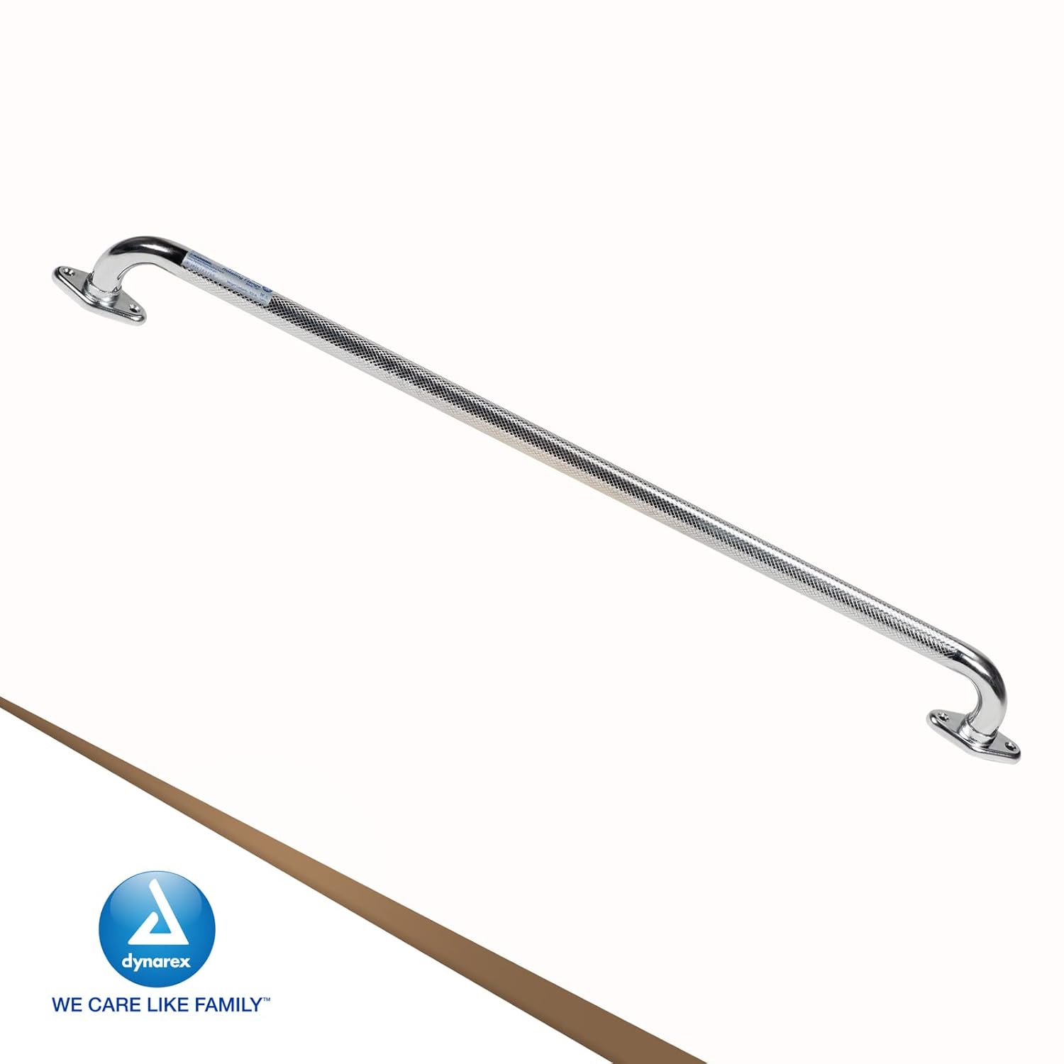 Dynarex Barra de agarre moleteada de brida giratoria de 24 pulgadas, acero inoxidable con centro texturizado, antideslizante del riel de seguridad,