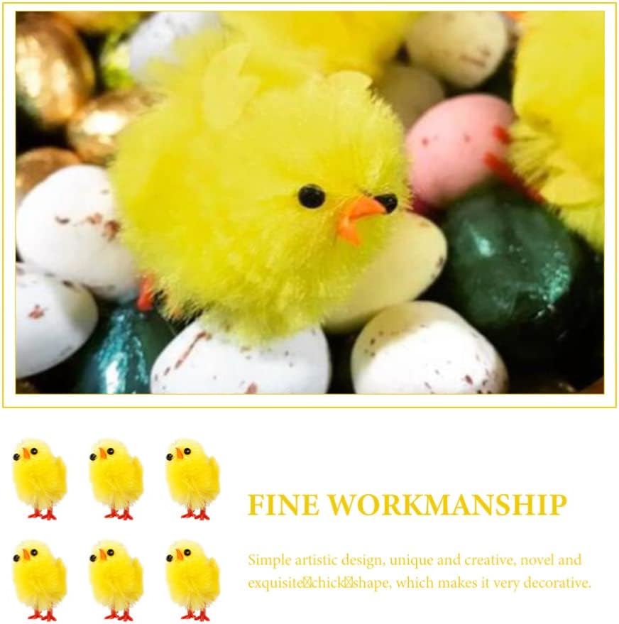 Pollo de peluche de plástico Mini felpa de pollitos de Pascua peludos de pollitos de bebé, figura miniatura de animales de granja, decoración de