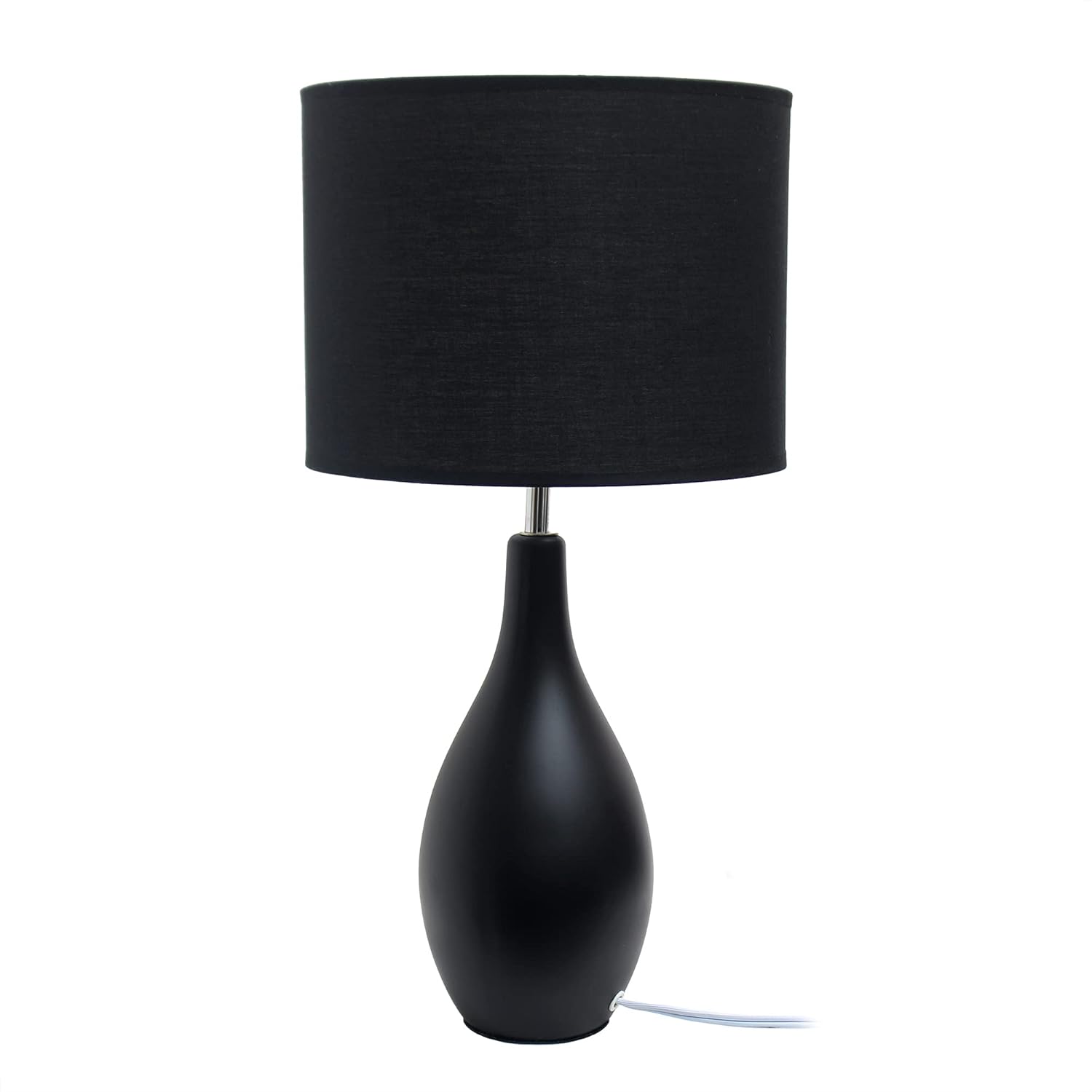 Simple Designs lámpara de mesa de cerámica con base tipo pera, negro, LT2002-BLK, 150watts