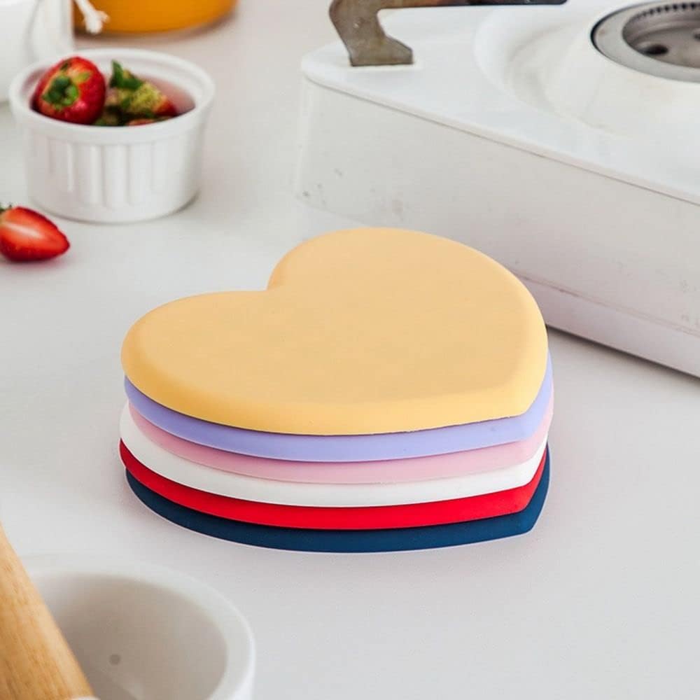1 alfombrilla de silicona en forma de corazón, soporte antideslizante para ollas, almohadilla de silicona multiusos para accesorios de cocina