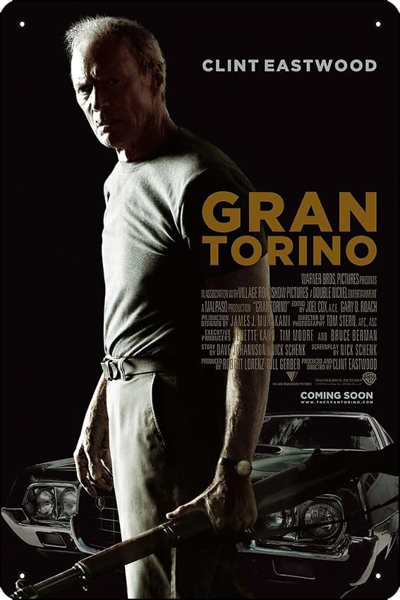 Clints Gran Torino – Cartel de metal divertido para decoración del hogar, cocina, bar, habitación, garaje, 8 x 12 pulgadas