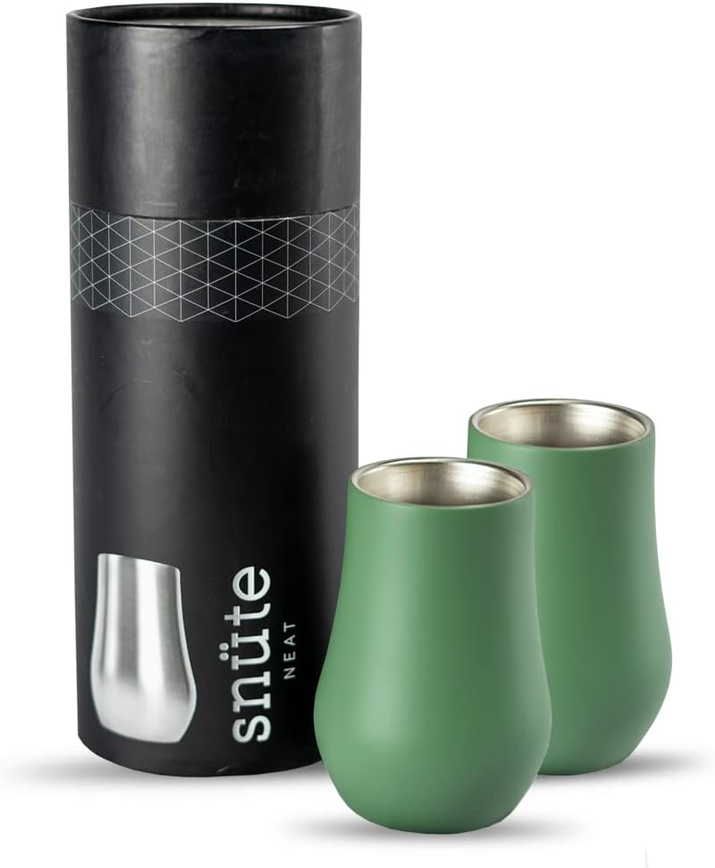 Snute Vasos de whisky de acero inoxidable de doble pared, vidrio de nariz sin tallo, regalo para los amantes del whisky (oliva)
