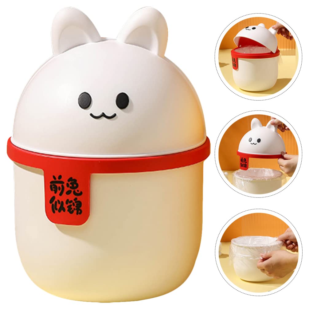 Zerodeko Mini cesta de basura con forma de conejo con forma de animal, cubo de almacenamiento de basura de escritorio, cubo de basura para coche,