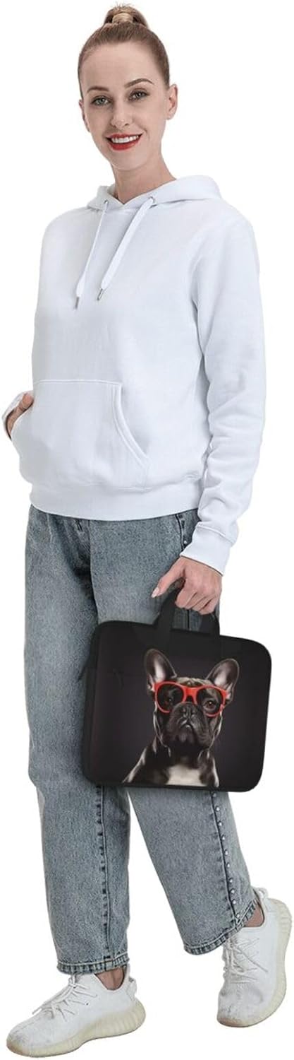 Bulldog Francés Bolsa para computadora portátil Slim Bolsa de hombro portátil Funda para computadora portátil para mujer y hombre