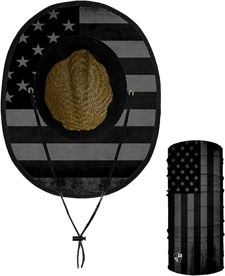 Alpha Defense Fire Co. Sombrero de paja  Sombrero bajo ala para hombres y mujeres  Incluye 1 protector facial