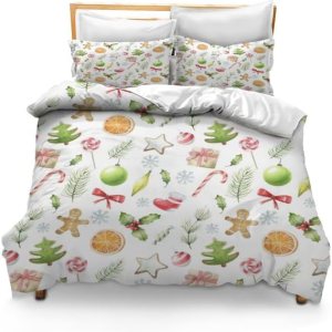 Bidesign Juego de funda de edredón con temática navideña para cama individual (1 funda de edredón + 2 fundas de almohada) Bidesign Juego de funda de edredón con temática navideña para cama individual (1 funda de edredón + 2 fundas de almohada)