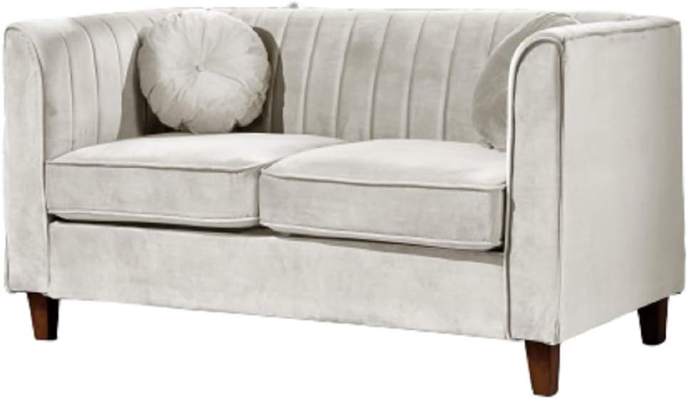 US Pride Furniture Sofá biplaza Chesterfield de terciopelo de 55 pulgadas con respaldo de canal vertical y patas de madera cónicas, sofá de 2 plazas