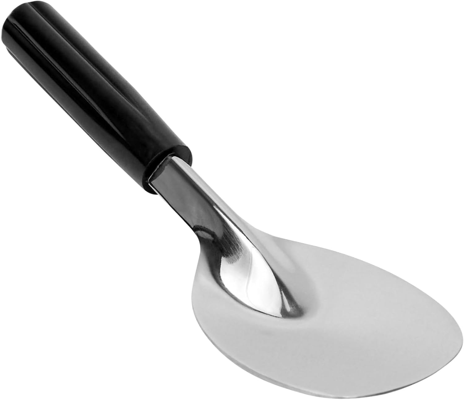 Cuchara de pala para helado con mango negro sin doblar, acero inoxidable resistente, perfecta para recoger y servir golosinas congeladas
