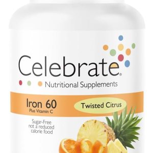 Celebrate Vitamins Hierro bariátrico con vitamina C  60 mg de hierro suave masticable, sabor cítrico torcido, 30 unidades  Vitaminas bariátricas Celebrate Vitamins Hierro bariátrico con vitamina C  60 mg de hierro suave masticable, sabor cítrico torcido, 30 unidades  Vitaminas bariátricas