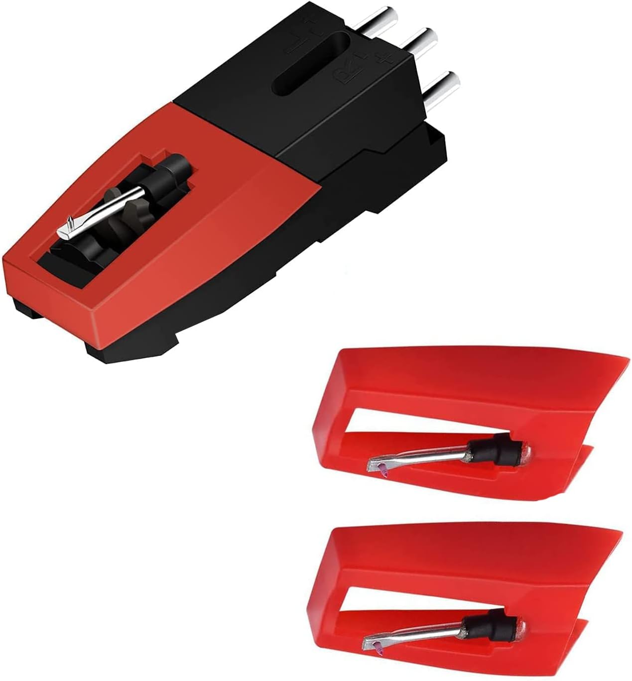 Boytone Stylus – Cartucho con 3 agujas de cerámica de repuesto para la mayoría de tocadiscos.