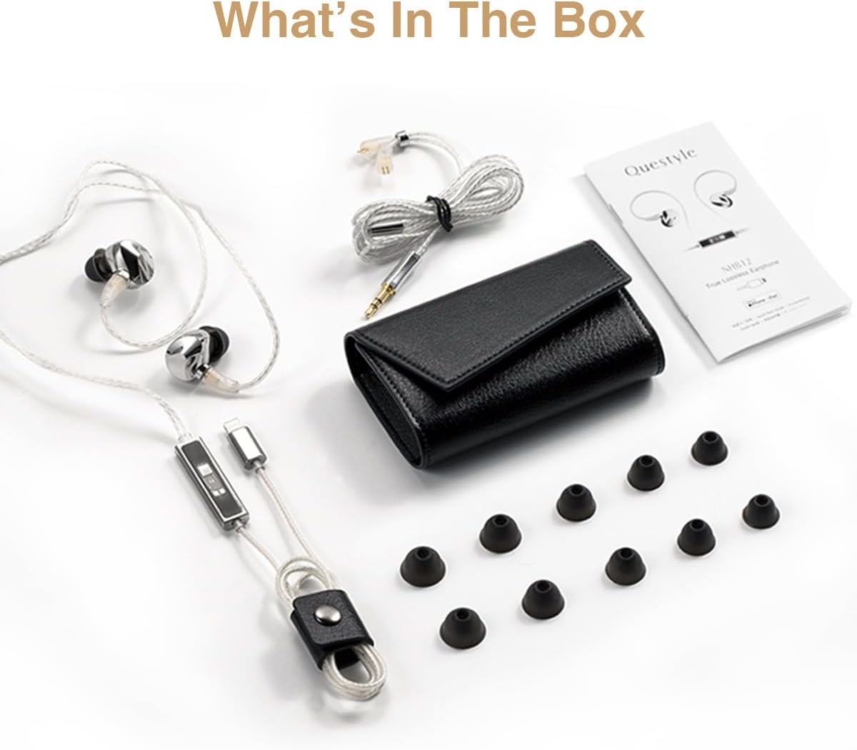 NHB12 – Auriculares con cable para iPhone con amplificadores de auriculares certificado Apple MFi Auriculares intrauditivos sin pérdida con conector