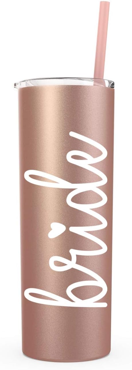 Vaso de novia con pajita (oro rosa)