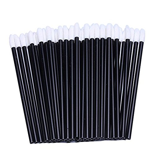 Kits de herramientas de varitas desechables pincel de labios brillo de labios del lápiz labial aplicadores, Negro, Blanco