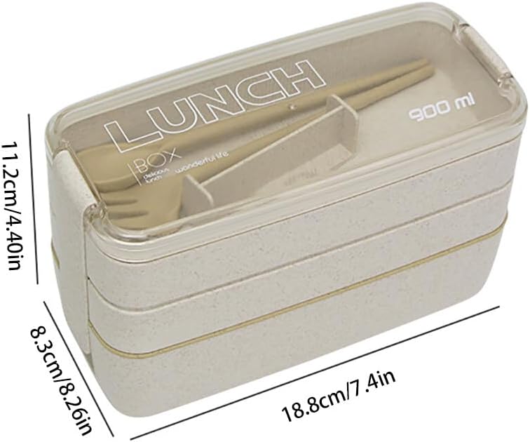 Lonchera cuadrada para adultos, 3 compartimentos, 31.1 onzas líquidas, sellada, caja Bento de 3 capas, todo en uno, contenedores Bento apilables con