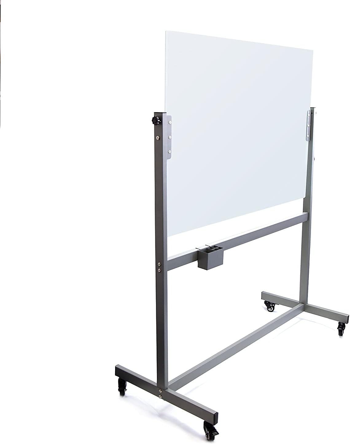 U Brands Caballete magnético de cristal de borrado en seco, 48 x 36 pulgadas, superficie esmerilada blanca