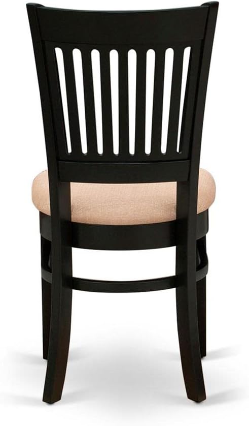 East West Furniture Vancouver – Juego de 2 sillas de madera tapizadas de tela de lino, color negro