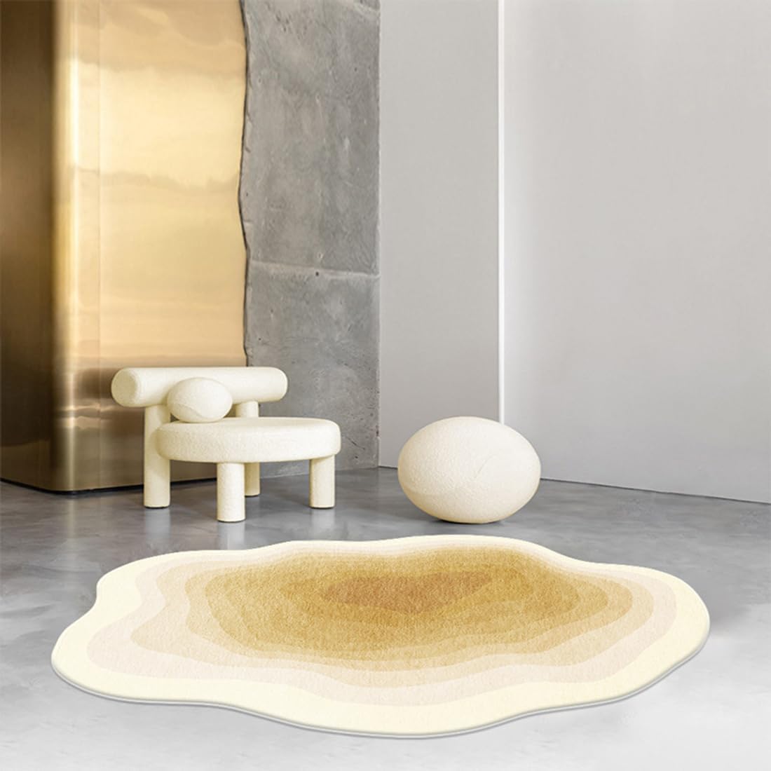 Alfombra geométrica moderna contemporánea en forma de oro para sala de estar, dormitorio, comedor, alfombra de 3 x 8 pies, para hogar, oficina, sala