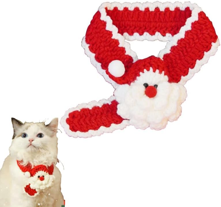 Bufanda de Navidad para perros y gatos, diseño de bufanda tejida a mano, bufanda cálida para mascotas, invierno, Navidad, vacaciones, bufanda en