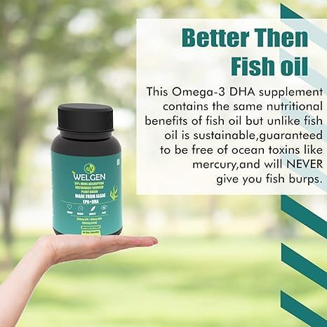 Omega 3 EPA DHA 1000MG Cápsulas vegetarianas a base de algas sin aceite de pescado – 60 cápsulas
