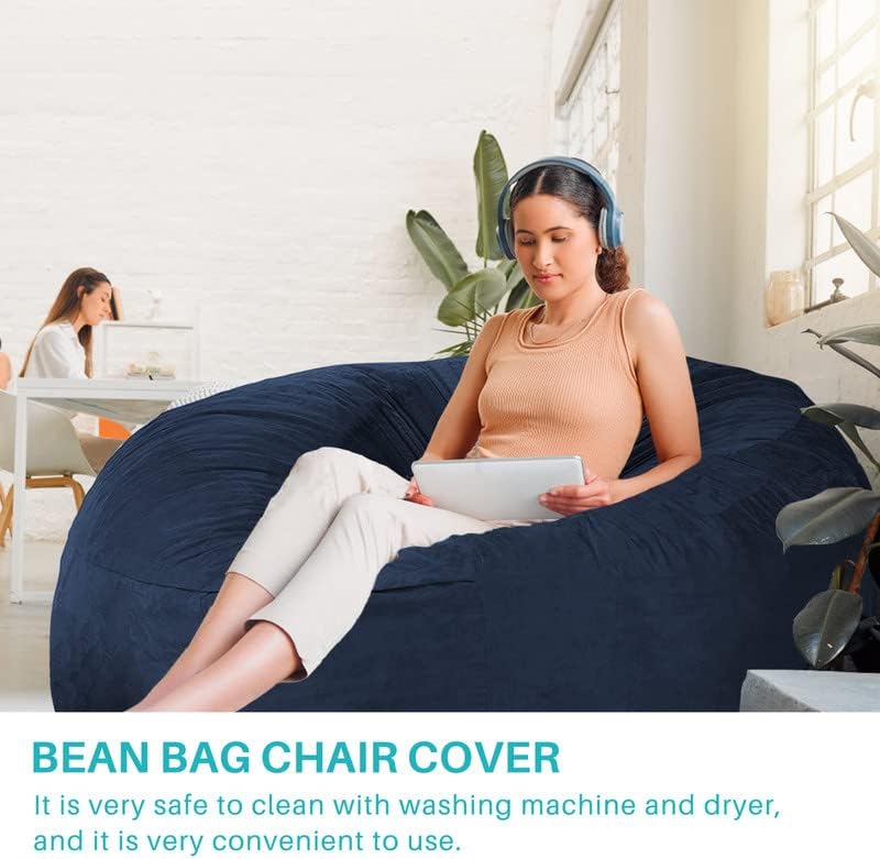 Funda para puf de gran tamaño para adultos, muebles de sala de estar, de microfibra suave y lavable, funda para silla de puf para niños, funda para