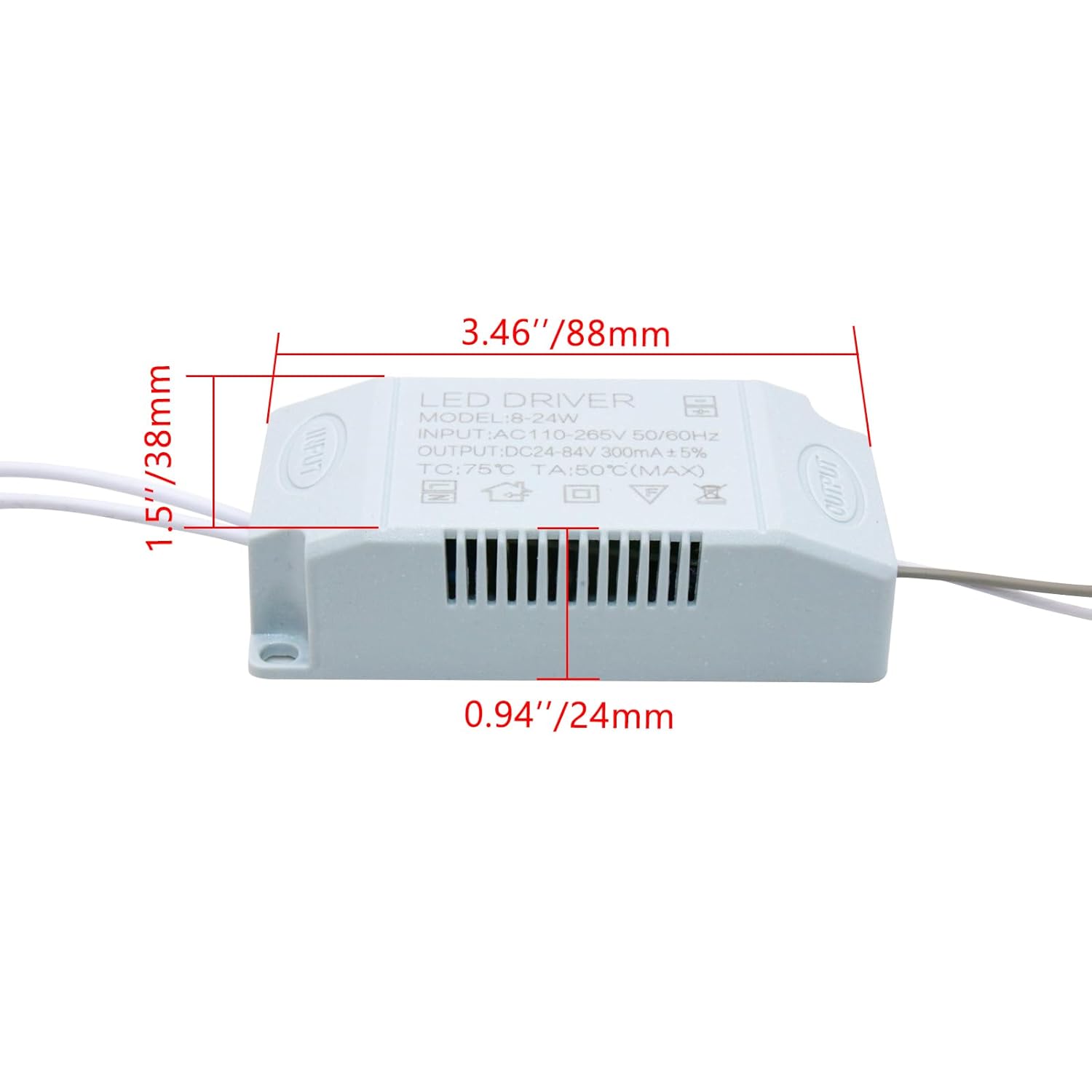 8-24W LED Driver 300mA Corriente constante de alta potencia AC 100-265V Salida 24-36V DC Conector Fuente de alimentación externa Lámpara de techo