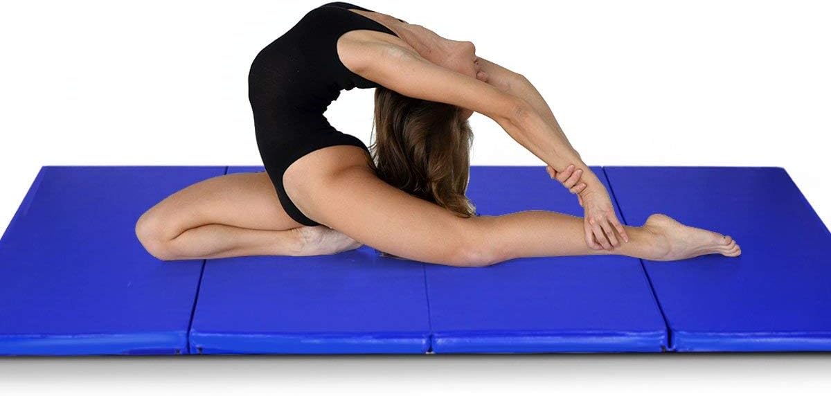 Giantex Colchoneta de gimnasia de 4 x 8 pies, alfombrilla plegable de 2 pulgadas de grosor con asas de transporte, alfombrilla de gimnasio plegable