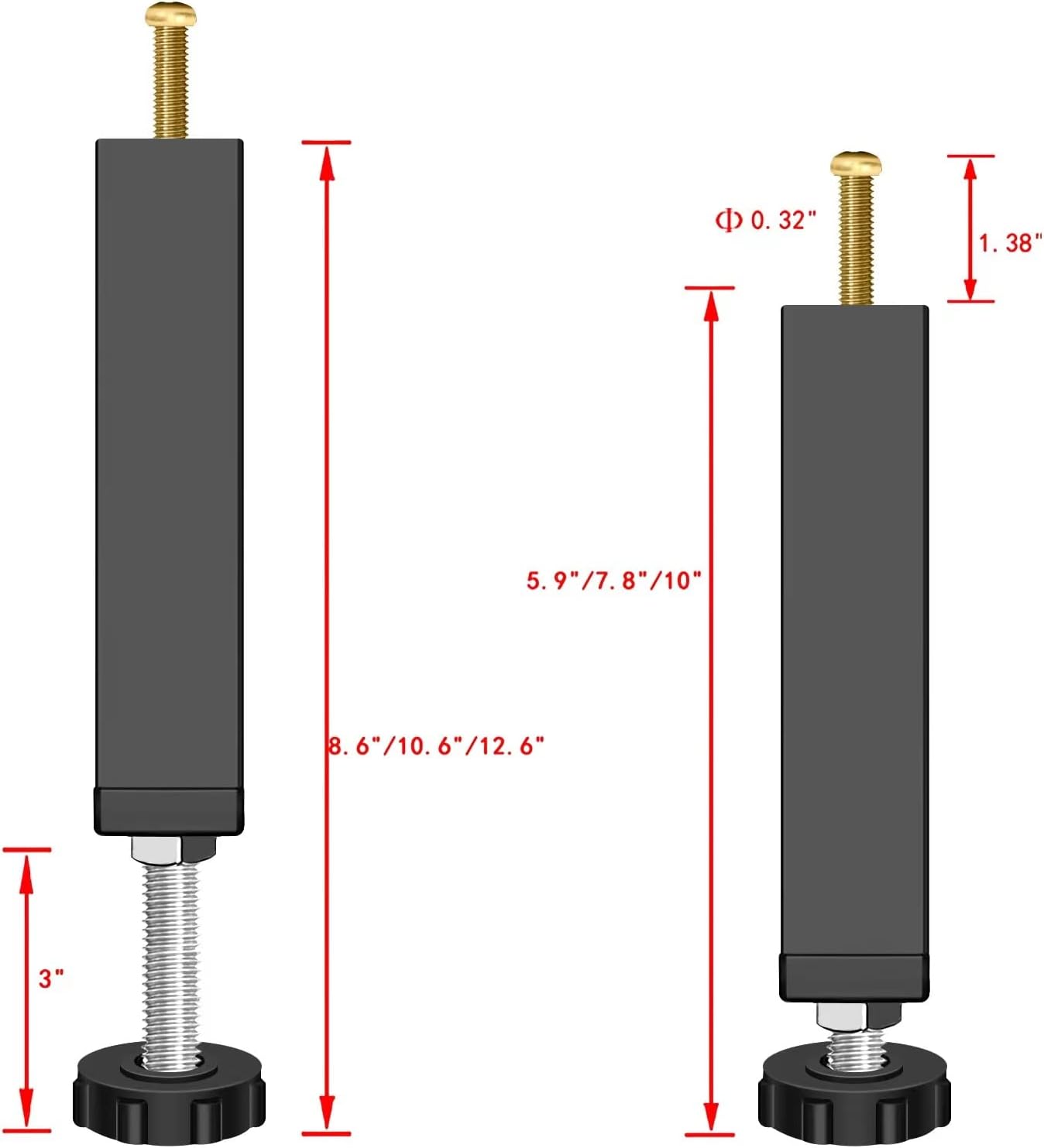 2 patas de soporte centrales ajustables para marco de cama, marco de cama de acero, soporte de patas de soporte de listones centrales, patas de sofá