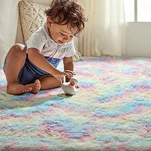 TOLORD Alfombras de área para dormitorio, sala de estar, 3 x 5 pies, antideslizante, duradera, esponjosa, peluda, alfombra de noche de felpa suave,