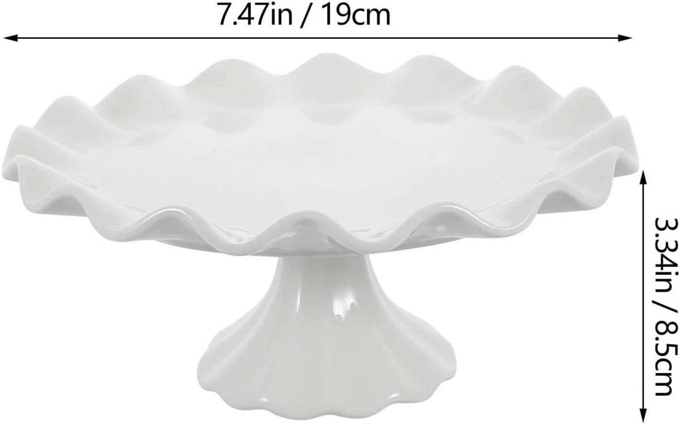 Zerodeko Soporte de cerámica para tartas, soporte de pastel de porcelana blanca, soportes para pasteles para fiesta de cumpleaños, soporte de pastel