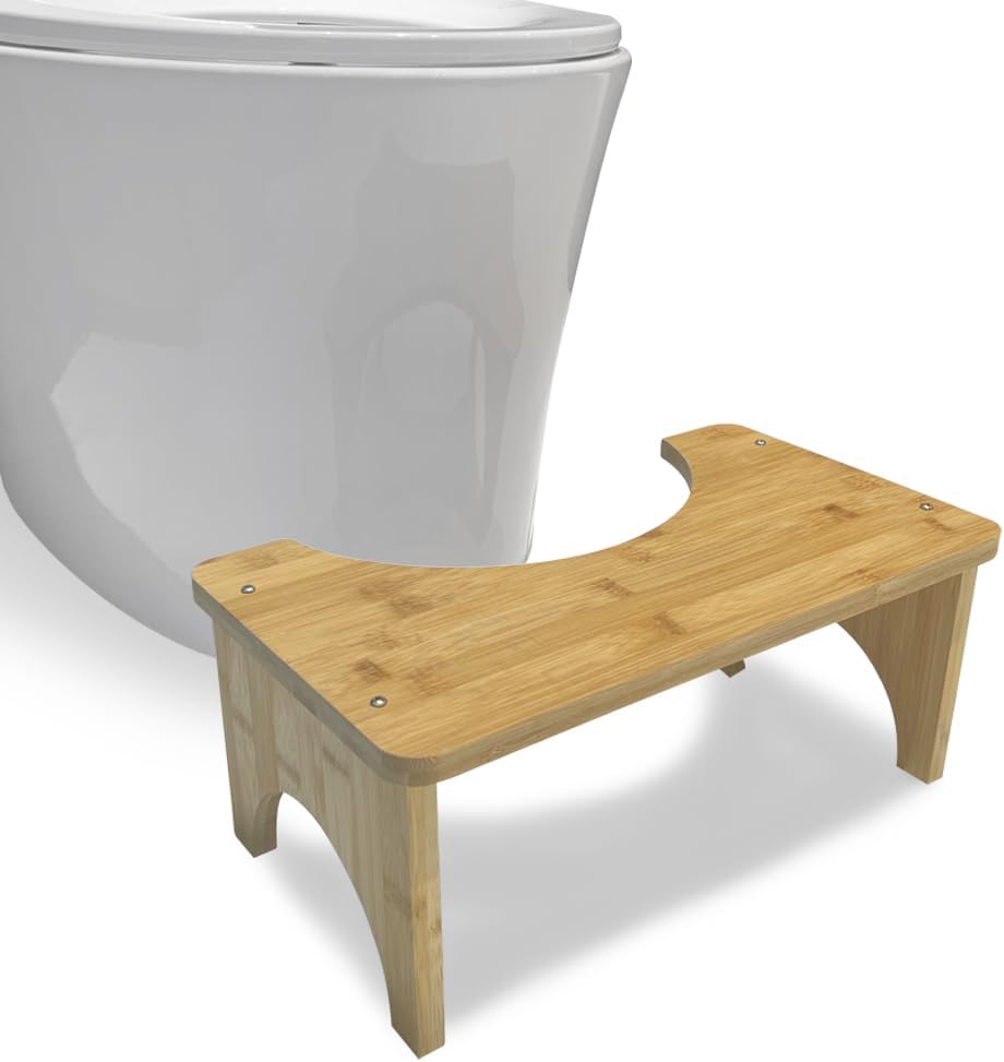 Taburete de inodoro de bambú para adultos, taburete de excremento, taburete de baño de 6.5 pulgadas para adultos y niños, taburete de inodoro