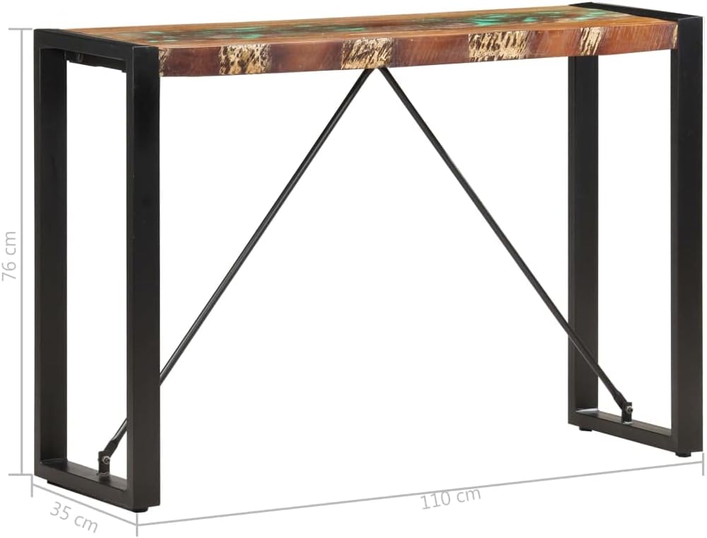 Mesa auxiliar con patas de taburete alto, mesa consola de 43.3 x 13.8 x 29.9 pulgadas, madera maciza recuperada, adecuada para pasillo, dormitorio,