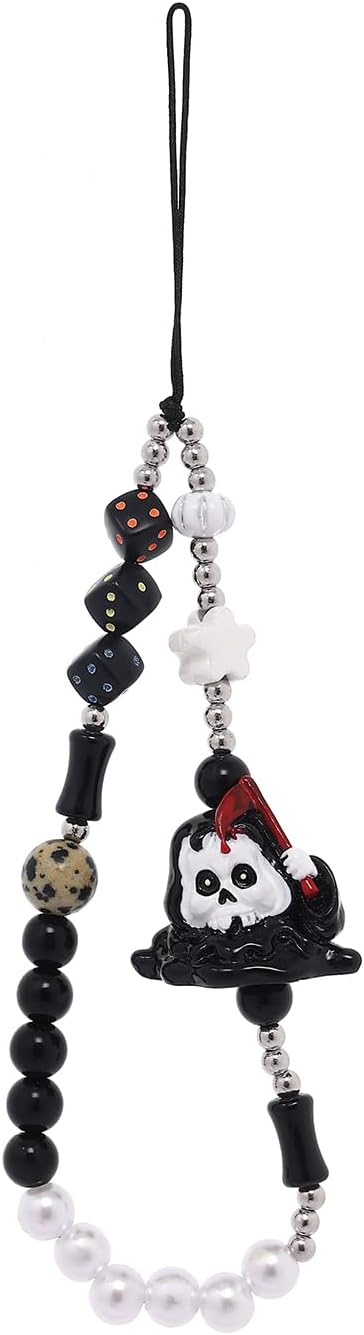 Cordón de teléfono con abalorios y dije de 6 piezas para la muñeca, con diseño de frutas, estrellas, perlas o arco iris para mujeres y niñas.