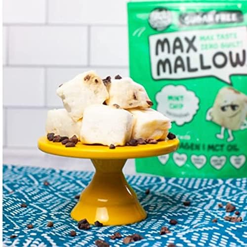 Know Brainer Max Mallow Mint Chip – Malvaviscos sin culpa y sin azúcar – Bajo en carbohidratos, cero grasas, sin gluten y cetogénico – Malvavisco