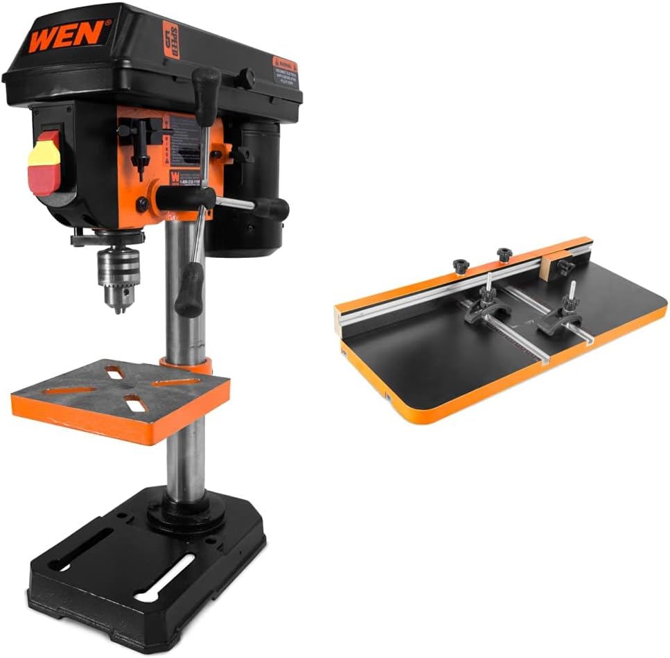 WEN – Taladro hidráulico 4208T, 2.3 amperios, 8 pulgadas, 5 velocidades y mesa de trabajo, y mesa de taladro hidráulico DPA2513, 24 x 12 pulgadas
