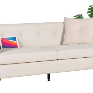 TYBOATLE Sofá tapizado moderno de mediados de siglo con 2 puertos de carga USB, asientos de tela para espacios pequeños, sala de estar, apartamento, TYBOATLE Sofá tapizado moderno de mediados de siglo con 2 puertos de carga USB, asientos de tela para espacios pequeños, sala de estar, apartamento,