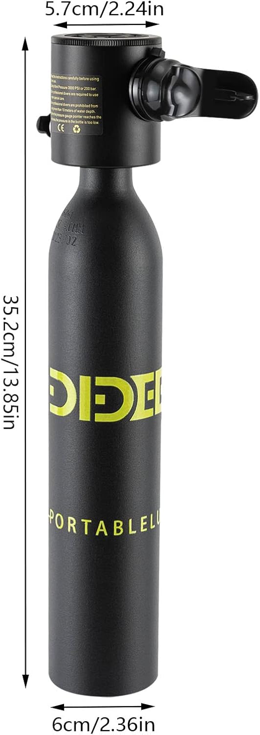Mini tanque de buceo conjunto de buceo, equipo de buceo inflable de 0.5L, tanque de oxígeno para respiración subacuática, constante con válvula de