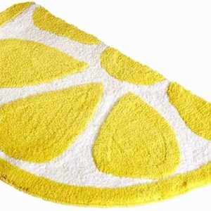 AllLove4U Alfombrillas creativas de semicírculo de dibujos animados de limón antideslizantes para baño y exteriores, sala de estar, dormitorio, AllLove4U Alfombrillas creativas de semicírculo de dibujos animados de limón antideslizantes para baño y exteriores, sala de estar, dormitorio,