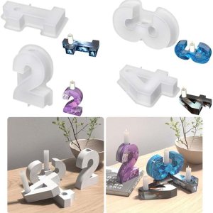 KJMYYXGS 4 moldes para candelabros con números para resina, moldes de silicona para manualidades de resina epoxi, moldes de resina de silicona para KJMYYXGS 4 moldes para candelabros con números para resina, moldes de silicona para manualidades de resina epoxi, moldes de resina de silicona para