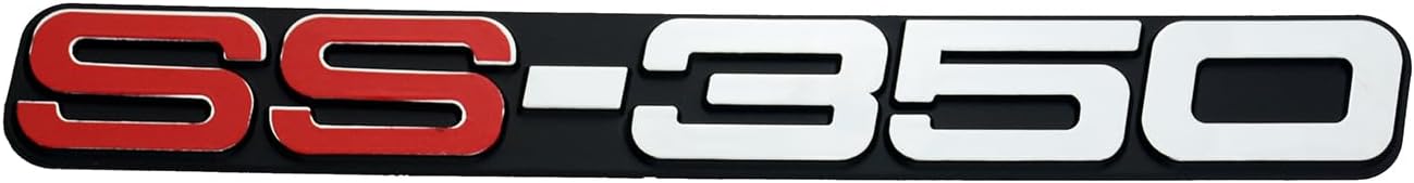 2 emblemas laterales de puerta 1988-2000 SS-350 Insignia 3D SS 350 de repuesto para rejilla EA 1500 SS (negro cepillado cromo rojo)