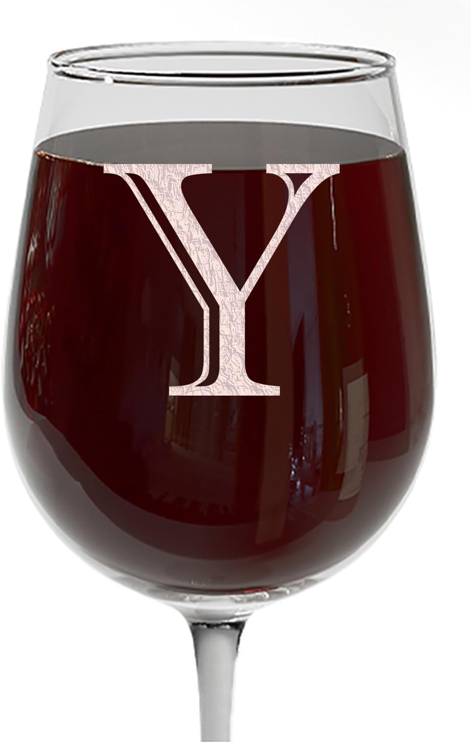 Copa de vino con monograma grabado de 16 onzas (letra Y)  Regalos personalizados de la A a la Z para mujeres, regalos de vino personalizados para