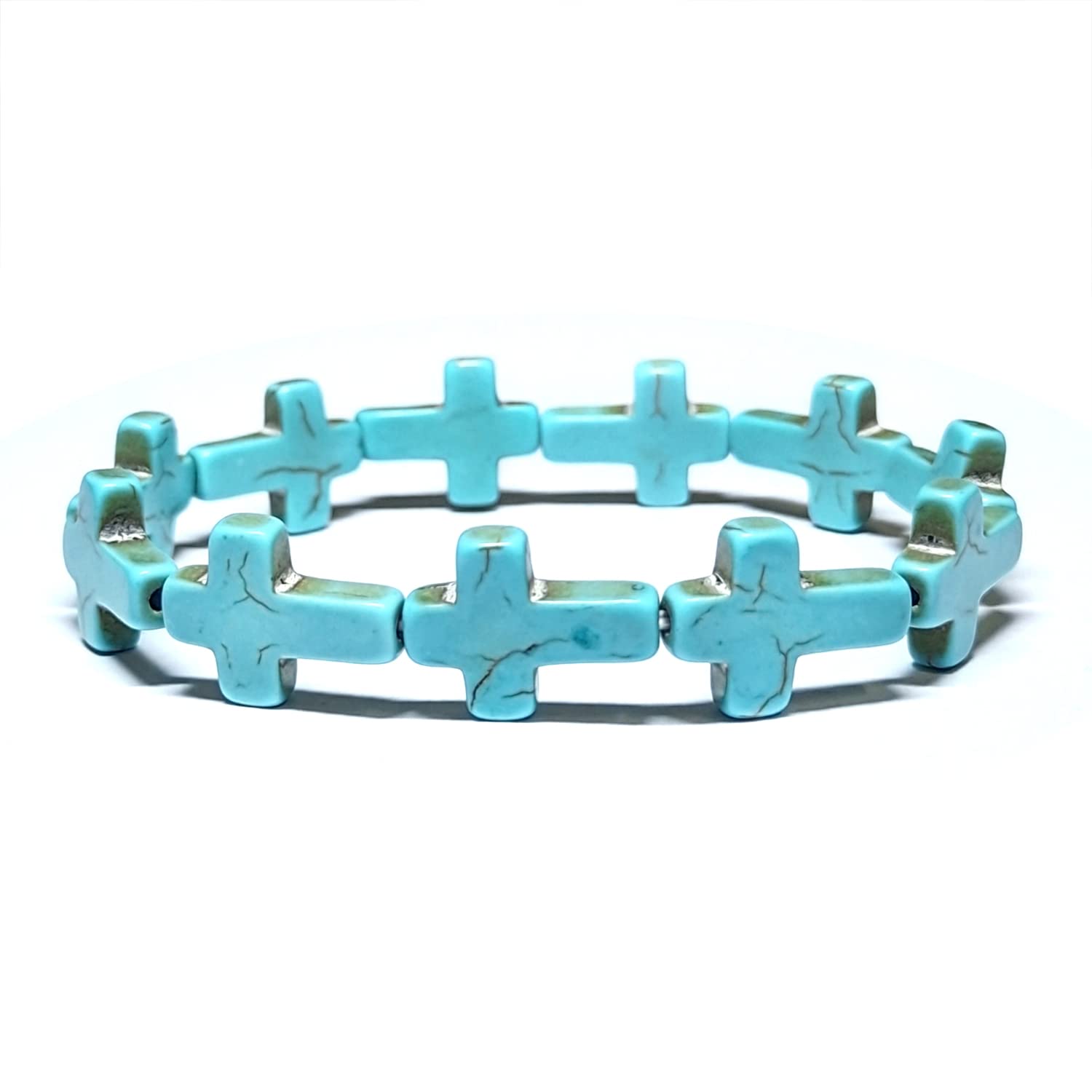 Turquoise Bracelets For Women Balance Energy Gem Bracelet, Unisex Bracelet, Blue Yoga Bracelet Chakra Bracelet For Women Girls Gift (cross)