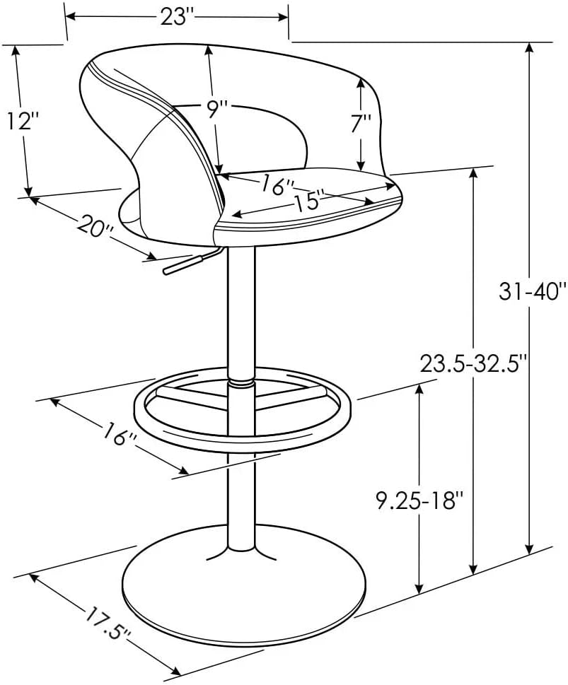 Zuri Furniture Asiento marrón con respaldo crema Monza ajustable altura giratoria sin brazos taburete de bar