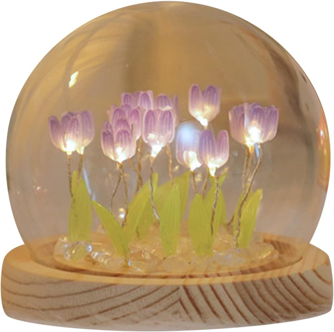 Lámpara nocturna de tulipanes, lámpara de tulipán de bricolaje hecha a mano, decoración de muebles de simulación, flores, dormitorio, escritorio,