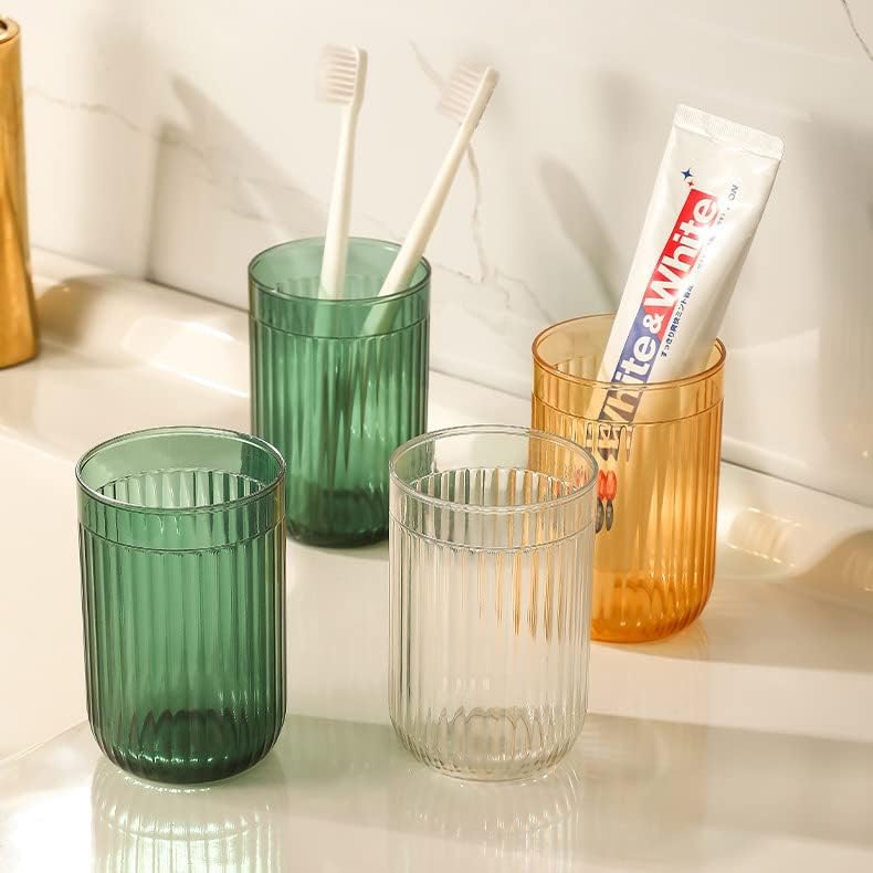 Vaso de baño, vaso de plástico multiusos para enjuague bucal y cepillo de dientes (paquete de 4)