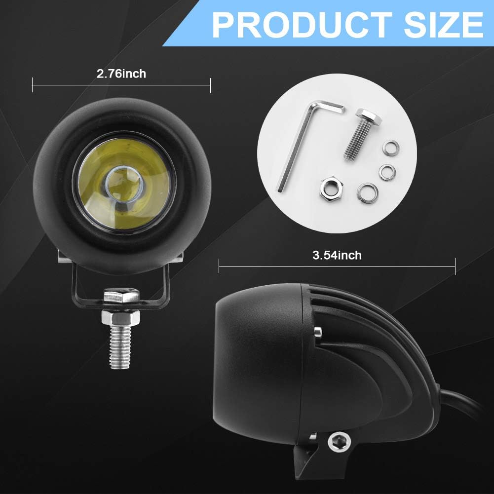 KAWELL 2 luces redondas de 20 W para motocicleta, bici de suciedad, 7D, 6000 K, luces antiniebla, impermeables, LED, barra de luz de trabajo, para