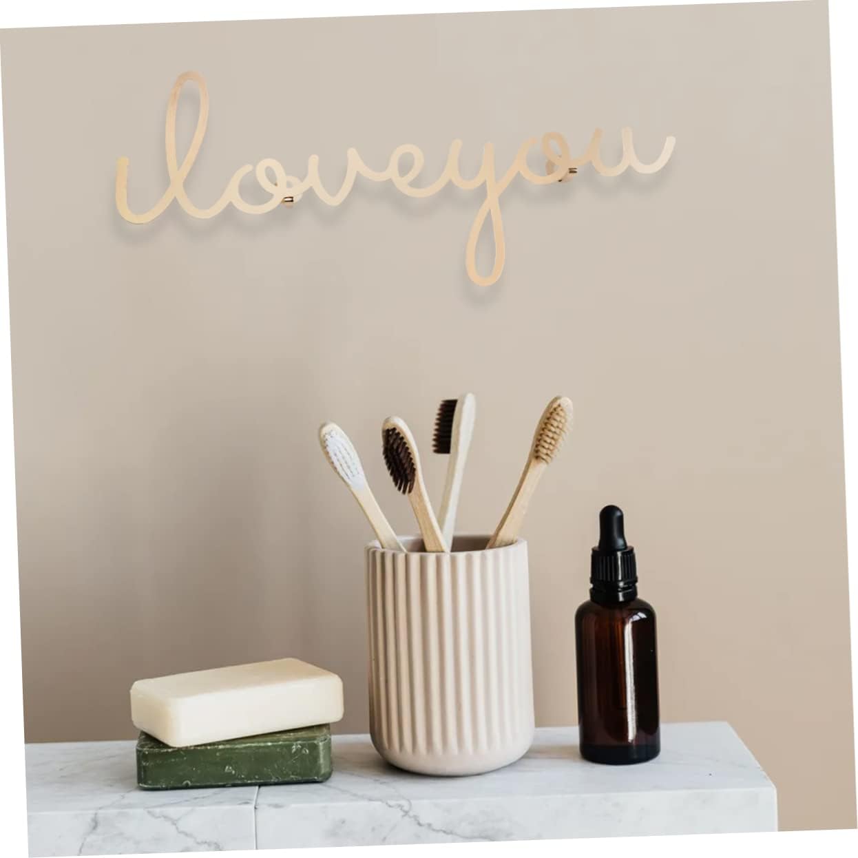 DOITOOL Gancho de pared con letras para colgar en la pared, ganchos de toalla de decoración dorada, perchero de metal moderno, perchero rústico,