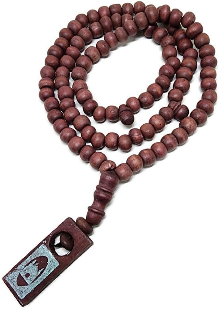 Tasbih musulmán de madera 99 cuentas de rosario Amn081 – Etiqueta impresa para foto del Islam, oración del Islam, Zikr Misbaha Ramadán, regalo
