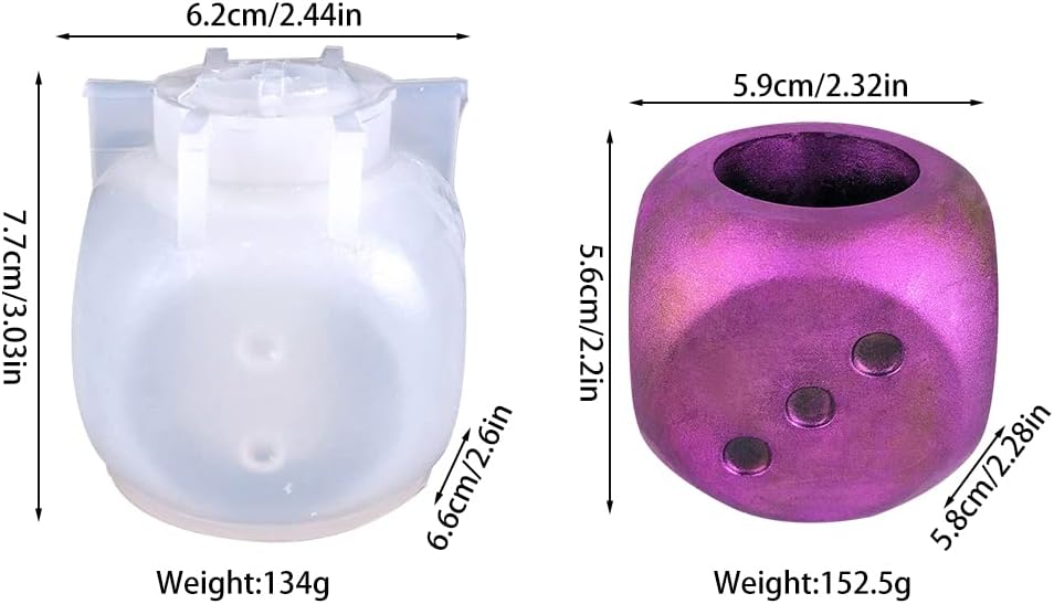 DeryArcle Molde de resina para florero con forma de dados, moldes de silicona, moldes de fundición epoxi, molde de contenedor 3D para bricolaje,