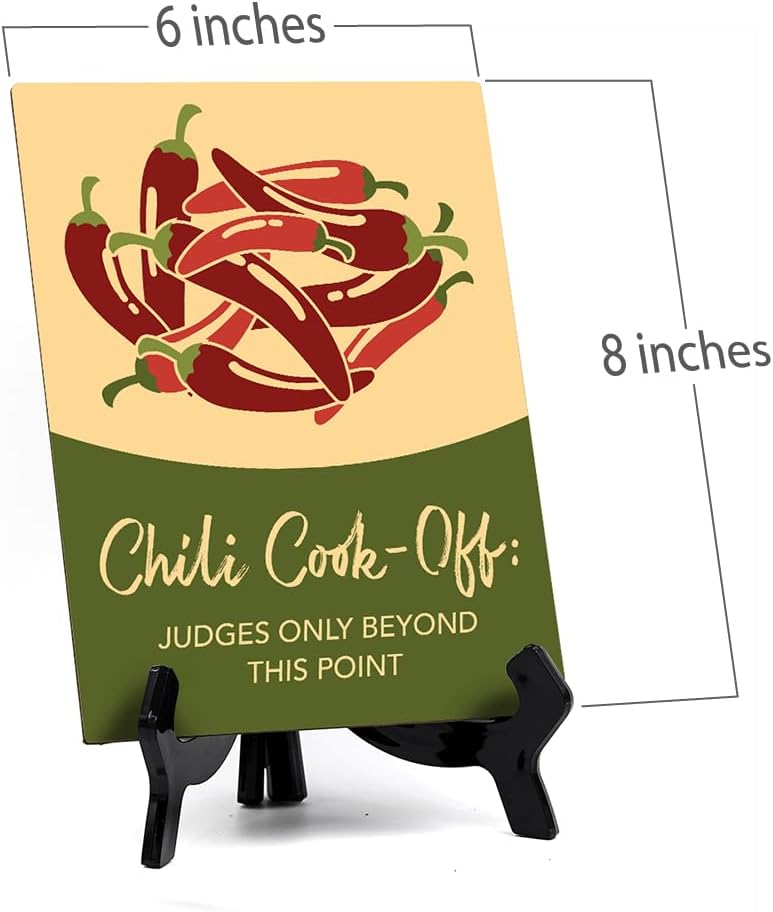Signs ByLITA Chili Cook-Off Judges Only Beyond This Point – Letrero de mesa con soporte acrílico (6 x 8 pulgadas)